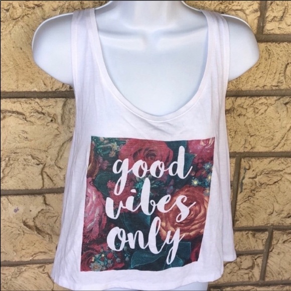 Good vibes Tank Top Floral White Loose Large - Picture 5 of 11